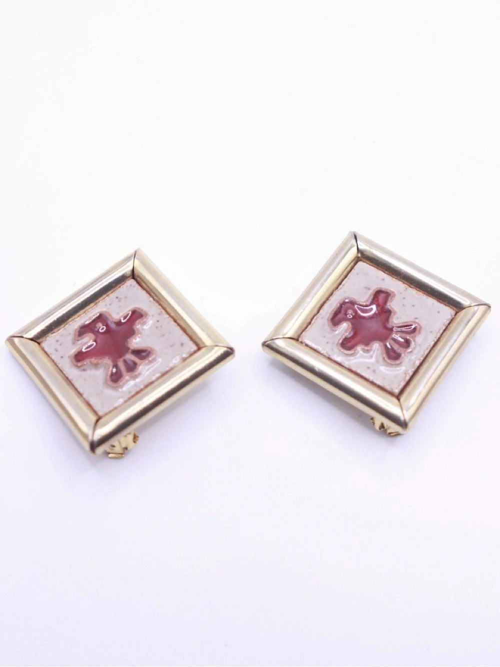 vintage Sarah Coventry Thunderbird Picture Frame Clip Earrings